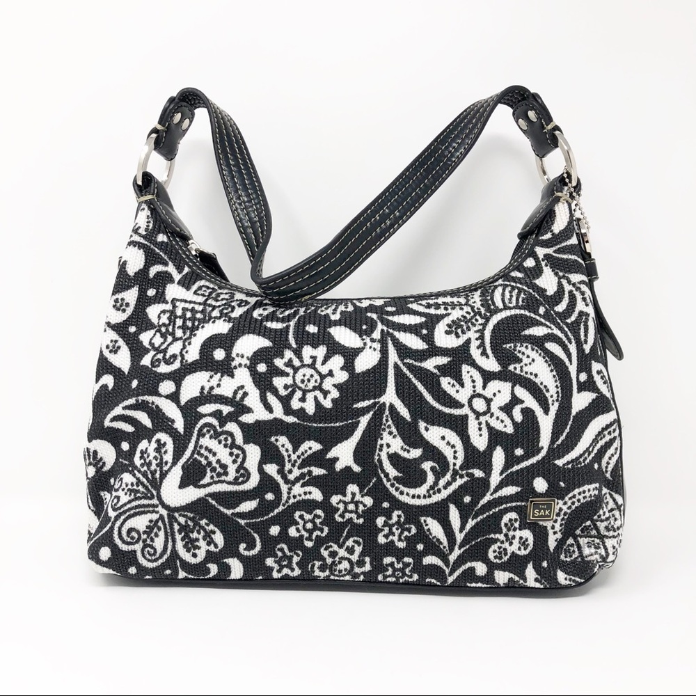 The Sak Leather Trim Bag Modern Floral Design BW